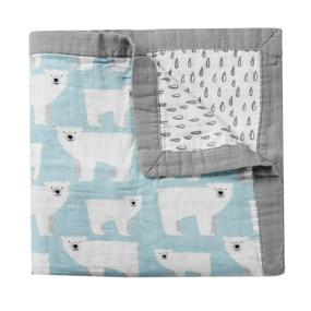 img 2 attached to Ultra-Soft Cotton Baby Blanket For Boys - Large Polar Bear Design - Two-Layer Stroller Blanket - Ideal For Everything - Blue