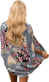 img 2 attached to Floral Chiffon Kimono Cardigan Cover Up For Women'S Beachwear With Batwing Sleeves