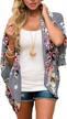 floral chiffon kimono cardigan cover up for women's beachwear with batwing sleeves logo
