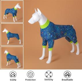 img 2 attached to Large Size LovinPet Pets Pajamas: Anxiety Relief Dog Onesies with Breathable Vast Space Navy Prints. Perfect as Bottom Dog Surgery Recovery Suit & Large Breed Dog Clothes for Dog Sweater.