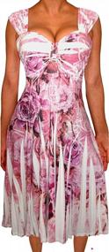 img 3 attached to Flaunt Your Curves With Funfash Plus Size Empire Waist Cocktail Dress In Pink Rose And White - Made In USA