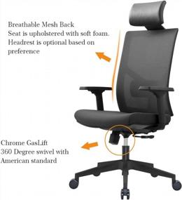 img 2 attached to Adjustable Mesh Office Chair With Lumbar Support, Orange And Ergonomic Design With Adjustable Armrests And Headrest