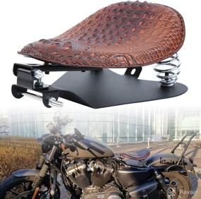 img 4 attached to 🐊 Усилите свой Harley Sportster XL с помощью сиденья для мотоцикла в стиле Боббер, Ambienceo, из кожи крокодила, коричневого цвета с подвеской на пружине (Spring Bracket Base Set).