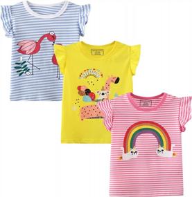 img 4 attached to Girls' Tees Short Sleeve T-Shirt Cotton Casual Unicorn Graphic Summer Crewneck Jersey Tunic T-Shirts Tops Clothing Packs Sets