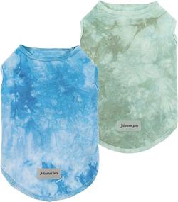 img 4 attached to 🐶 2-Pack Fitwarm Tie Dye Dog Clothes - 100% Cotton with Reflective Label Dog Shirts, Doggie T-Shirts, Puppy Tank Top Vest, Tee for Summer Cat Clothes - Large, Green Blue