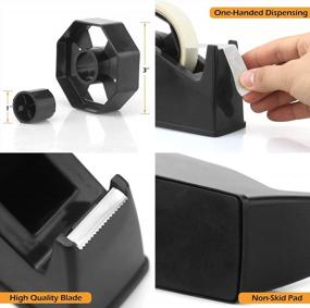 img 2 attached to Efficient Heat Tape And Masking Tape Dispenser With 1" And 3" Core, Perfect For Sublimation - Desktop Tape Dispenser In Black