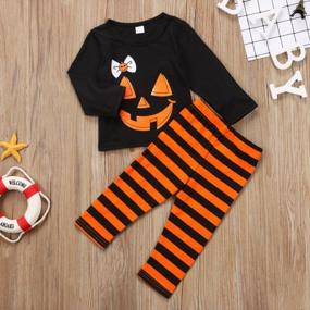 img 1 attached to Newborn Baby Boys Girls Halloween Outfit - Pumpkin Print Blouse And Pants
