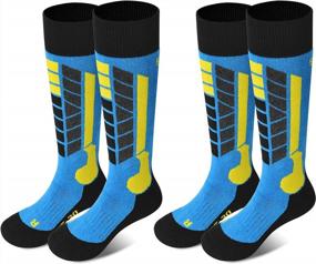 img 4 attached to Soared Winter Ski Socks: Keep Your Feet Warm And Comfortable During Snow Sports With 2 Pairs Of High-Performance Knee-High Socks For Kids, Women And Men