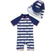 bonverano baby boys swimsuit, toddler bathing suit, short-sleeve zipper one piece swimwear with upf 50+ sun protection 2 logo