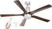 ensenior wood 5cct 52” ceiling fan with lights remote control, dimmable bedroom ceiling fan, 1200 lumens, 18w led, 5 blades and reversible dc motor, for patio living room logo