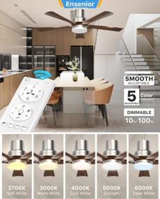 img 2 attached to Ensenior Wood 5CCT 52” Ceiling Fan With Lights Remote Control, Dimmable Bedroom Ceiling Fan, 1200 Lumens, 18W LED, 5 Blades And Reversible DC Motor, For Patio Living Room