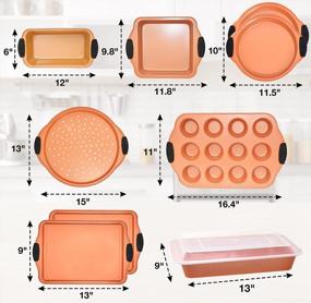 img 2 attached to PERLLI 10-Piece Nonstick Copper Steel Oven Bakeware Set With Silicone Grips - Cookie Sheets, Round Cake Pans, 9X13 Pan W/ Lid & More