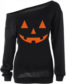 img 4 attached to Lymanchi Women Slouchy Shirts Halloween Pumpkin Long Sleeve Sweatshirts Pullover