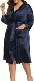 img 2 attached to Silky Satin Plus Size Robes For Women: Long Kimono Style Perfect For Bridesmaids, Sleep, And Lounge