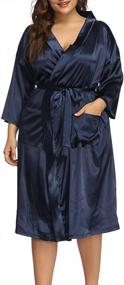 img 1 attached to Silky Satin Plus Size Robes For Women: Long Kimono Style Perfect For Bridesmaids, Sleep, And Lounge