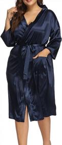 img 4 attached to Silky Satin Plus Size Robes For Women: Long Kimono Style Perfect For Bridesmaids, Sleep, And Lounge