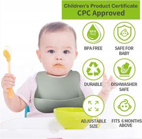 img 3 attached to BPA Free Silicone Baby Bibs With Food Catcher Pocket - Socub Comfortable Waterproof For Babies & Toddlers