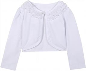 img 4 attached to ZHUANNIAN Lace Beaded Cardigan Bolero For Girls - 3/4 Sleeve Dress Cover-Up