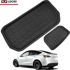 img 4 attached to 🚗 LDCRS Tesla Model Y Trunk Mats 2022-2021: All Weather Front Trunk & Premium 3D Waterproof Rear Trunk Mats - Heavy Duty Non Slip Liners