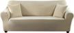 luxury velvet stretch sofa cover: thick plush couch slipcover with 2 free pillow covers for medium loveseat (oatmeal) logo