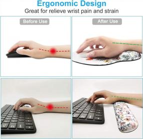 img 1 attached to ILeadon Keyboard Wrist Rest Pad And Mouse Wrist Rest Support Mouse Pad Set, Non Slip Rubber Base Wrist Support With Ergonomic Raised Memory Foam For Easy Typing & Pain Relief - Plants Flowers