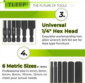 img 1 attached to TELP 6-Pack 150Mm Hex Head Allen Wrench Drill Bits- 1/4 Inch Metric Sizes (12Mm, 10Mm, 8Mm, 6Mm, 5Mm, 4Mm) - Magnetic Tips For Ikea Furniture- 5.9" Long Set Of Screwdriver Socket Bits