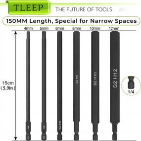 img 3 attached to TELP 6-Pack 150Mm Hex Head Allen Wrench Drill Bits- 1/4 Inch Metric Sizes (12Mm, 10Mm, 8Mm, 6Mm, 5Mm, 4Mm) - Magnetic Tips For Ikea Furniture- 5.9" Long Set Of Screwdriver Socket Bits