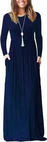 img 4 attached to Women'S Long Sleeve Maxi Dress With Pockets - Loose Casual Plain Dresses By AUSELILY