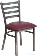 🪑 clear coated ladder back metal restaurant chair with burgundy vinyl seat by flash furniture hercules series logo