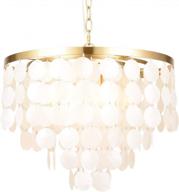 alice house 18.2" white shell chandeliers, brushed brass finish, coastal kitchen island light fixture, 4 light modern pendant light for dining room, foyer, entryway and bedroom al2608-p4 logo