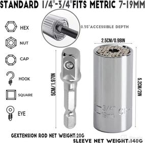 img 2 attached to 🔧 Universal Socket Tool Set - Ideal Gifts for Men - Fits Sizes 1/4''-3/4'' - Multi-Function Drill Adapter - Perfect Christmas Gift for Men, Dad, Husband, Boyfriend - Cool Stuff for DIY Projects - 7-19mm Tool Combo (Silver)