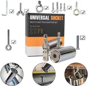 img 3 attached to 🔧 Universal Socket Tool Set - Ideal Gifts for Men - Fits Sizes 1/4''-3/4'' - Multi-Function Drill Adapter - Perfect Christmas Gift for Men, Dad, Husband, Boyfriend - Cool Stuff for DIY Projects - 7-19mm Tool Combo (Silver)