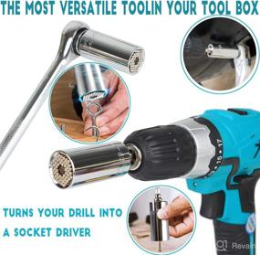 img 1 attached to 🔧 Universal Socket Tool Set - Ideal Gifts for Men - Fits Sizes 1/4''-3/4'' - Multi-Function Drill Adapter - Perfect Christmas Gift for Men, Dad, Husband, Boyfriend - Cool Stuff for DIY Projects - 7-19mm Tool Combo (Silver)