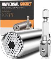 🔧 universal socket tool set - ideal gifts for men - fits sizes 1/4''-3/4'' - multi-function drill adapter - perfect christmas gift for men, dad, husband, boyfriend - cool stuff for diy projects - 7-19mm tool combo (silver) логотип