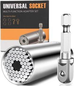 img 4 attached to 🔧 Universal Socket Tool Set - Ideal Gifts for Men - Fits Sizes 1/4''-3/4'' - Multi-Function Drill Adapter - Perfect Christmas Gift for Men, Dad, Husband, Boyfriend - Cool Stuff for DIY Projects - 7-19mm Tool Combo (Silver)