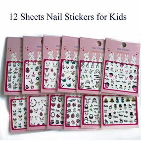 img 1 attached to 12 листов, наклейки для дизайна ногтей, милые мультяшные пасхальные яйца, кролик, самоклеящиеся 3D наклейки для ногтей, детские украшения для дизайна ногтей