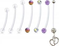 38mm qwalit 14g pregnancy belly button rings maternity navel piercing bar retainer for women girls dangle flexible bioplast clear 32mm 36mm logo