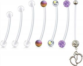 img 2 attached to 38Mm QWALIT 14G Pregnancy Belly Button Rings Maternity Navel Piercing Bar Retainer For Women Girls Dangle Flexible Bioplast Clear 32Mm 36Mm