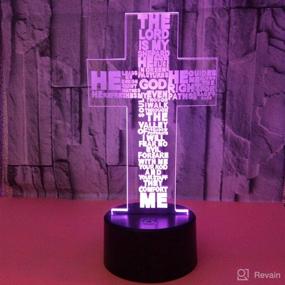 img 4 attached to Cross 3D Night Light - Christ Cross Church Decor 3D Optical Illusion LED Lamp - 7 Colors Black Base Bedside Lamp Birthday Gifts For Christian And Room Decor