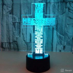 img 3 attached to Cross 3D Night Light - Christ Cross Church Decor 3D Optical Illusion LED Lamp - 7 Colors Black Base Bedside Lamp Birthday Gifts For Christian And Room Decor