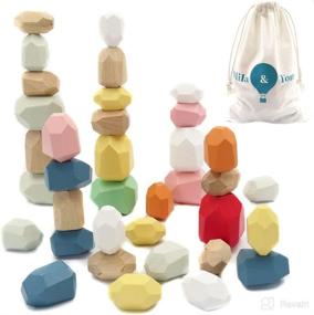 img 4 attached to Wooden Stacking Rocks Montessori Educational