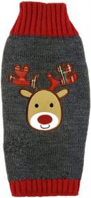 img 2 attached to 🐾 Stylish Grey Reindeer Pet Turtleneck Sweater - Perfect Size M for Dogs and Cats