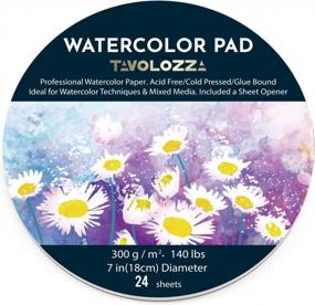 img 3 attached to TAVOLOZZA 300 GSM 7" Diameter 24 Sheet Watercolor Paper Pad - Glue Bound, Cold Pressed, Acid-Free With 1 Letter Opener For Wet & Dry Media