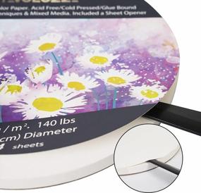 img 1 attached to TAVOLOZZA 300 GSM 7" Diameter 24 Sheet Watercolor Paper Pad - Glue Bound, Cold Pressed, Acid-Free With 1 Letter Opener For Wet & Dry Media