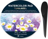 tavolozza 300 gsm 7" diameter 24 sheet watercolor paper pad - glue bound, cold pressed, acid-free with 1 letter opener for wet & dry media logo