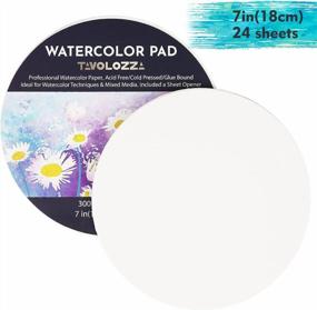 img 2 attached to TAVOLOZZA 300 GSM 7" Diameter 24 Sheet Watercolor Paper Pad - Glue Bound, Cold Pressed, Acid-Free With 1 Letter Opener For Wet & Dry Media