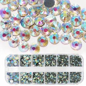 img 4 attached to 2000Pcs Crystal AB Nail Rhinestones - Glass Gems For Nails Art Decorations (AB Blue) | AddFavor