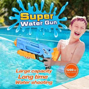 img 3 attached to 1200Cc Super Water Blaster Soaker Squirt Guns - идеальные подарочные игрушки для летнего открытого бассейна и пляжного песка с водой - 2 водяных пистолета в упаковке для детей и взрослых
