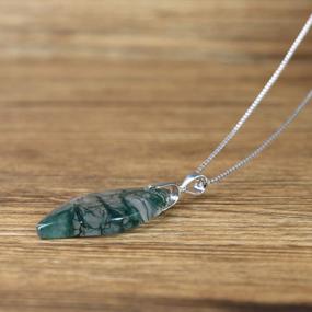 img 1 attached to 925 Sterling Silver Leaf Teardrop Stone Pendant Necklace - COAI
