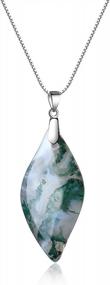 img 4 attached to 925 Sterling Silver Leaf Teardrop Stone Pendant Necklace - COAI